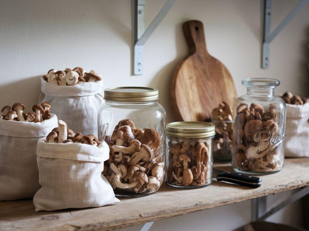 domowa spiżarnia z grzybami